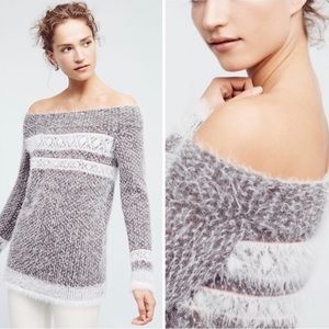 Anthropologie Sleeping on Snow Faroe Wool Blend Off the Shoulder Sweater
